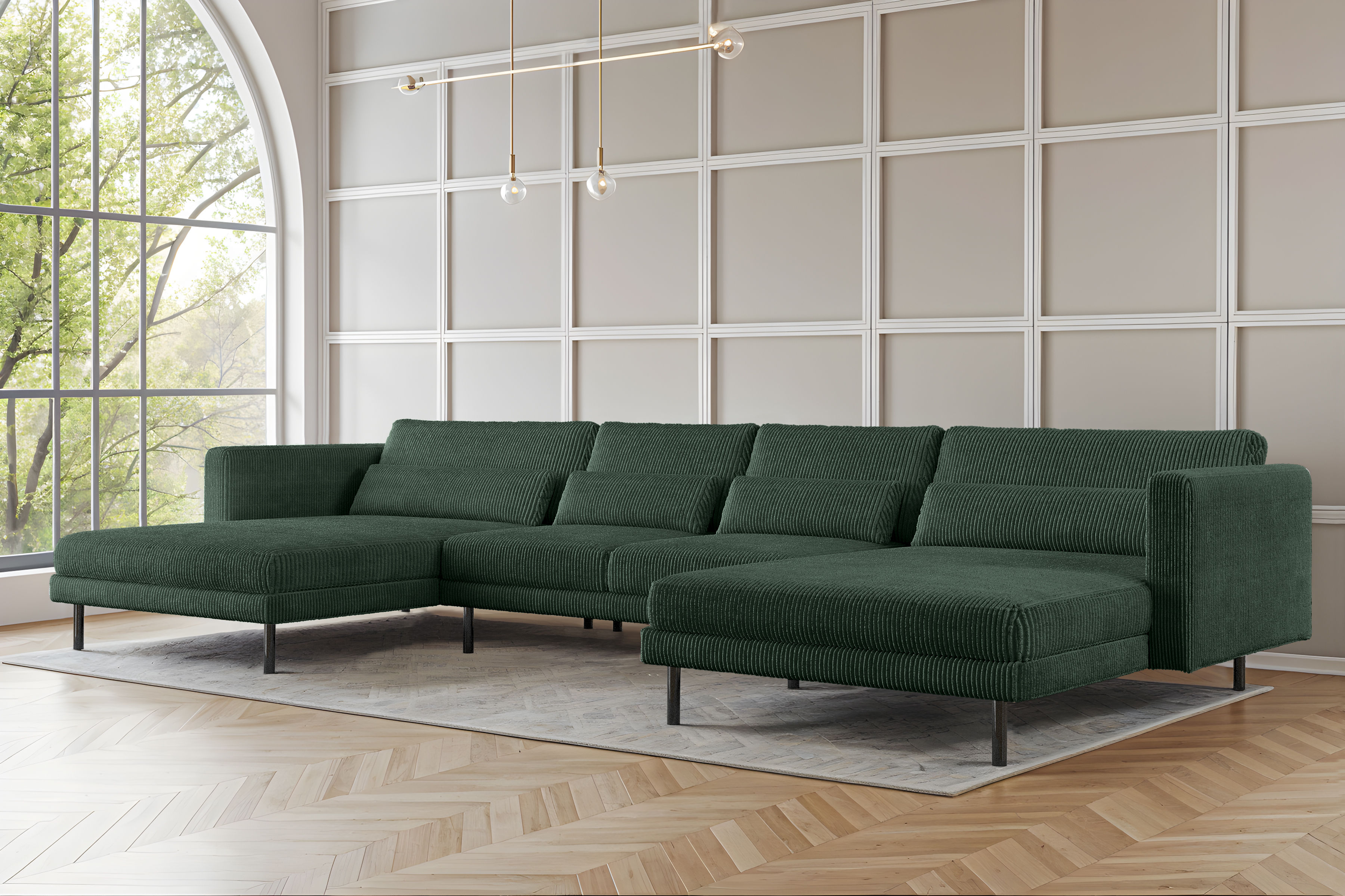 Modulares Ecksofa DANI U in U-Form aus Cordstoff POSO – großes Familiensofa für modernes Wohnzimmer, Poso 14
